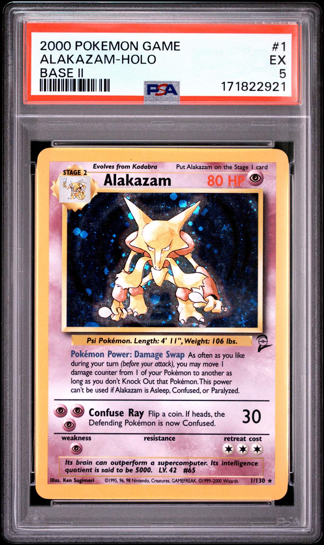 Alakazam-Holo Base Ii #1, PSA 5